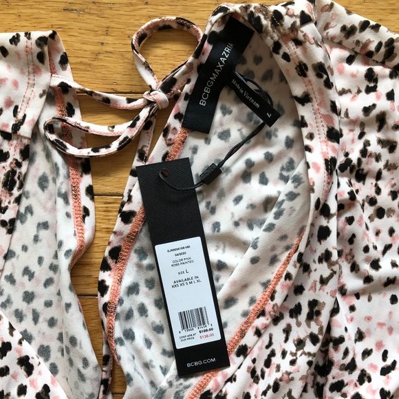 Brand New Bcbgmaxazria Women's Bcbg Painted Animal Print Wrap Dress - Picture 9 of 15